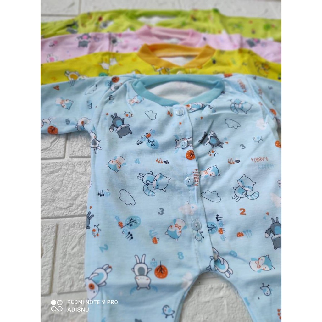 Baju Bayi Sleepsuit Panjang Katun DK Motif Fullprint Newborn Sd 3 Bulan