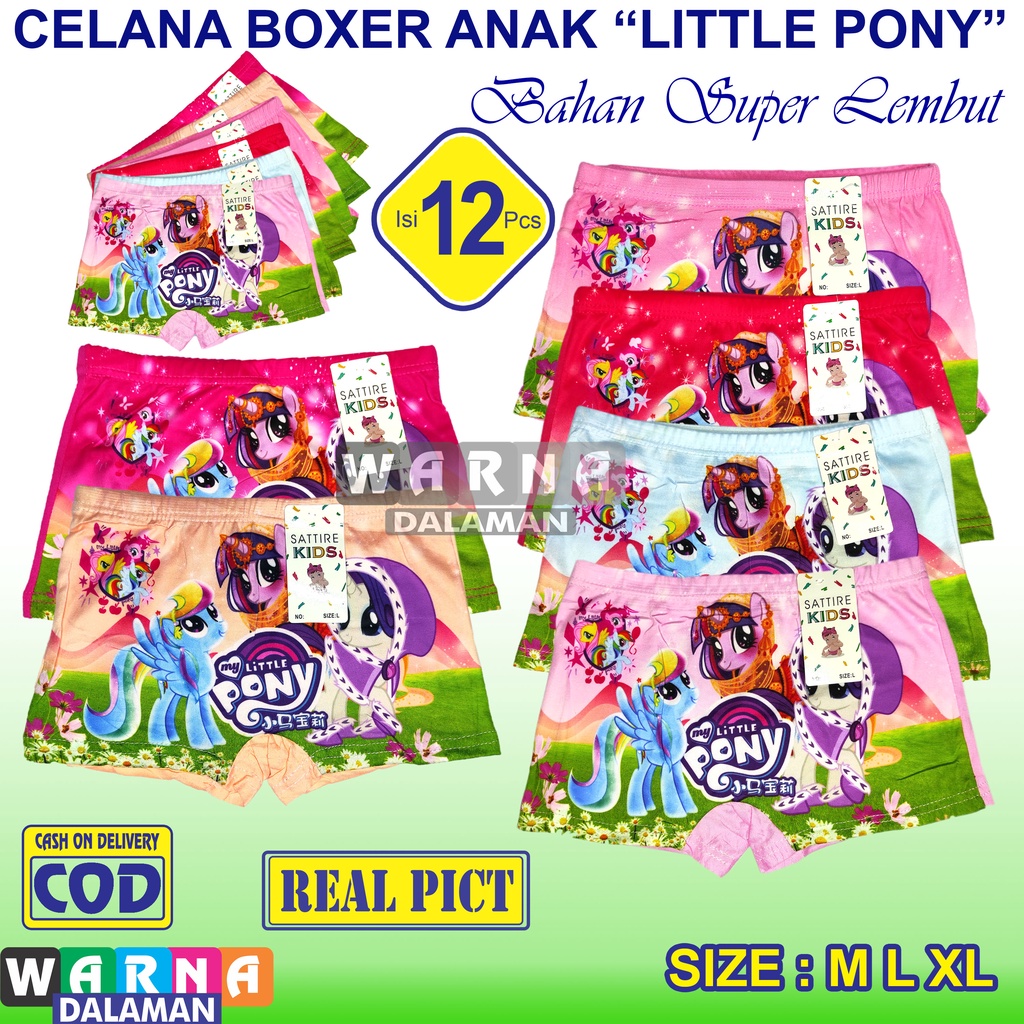 12 Pcs Boxer Anak Perempuan Gambar Kartun Celana Dalam Anak Bahan Lembut Banget | WARNA DALAMAN