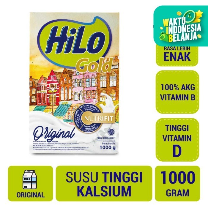 

HiLo Gold Plain 1000gr - Susu Tinggi Kalsium Susu Orang Tua Big Size