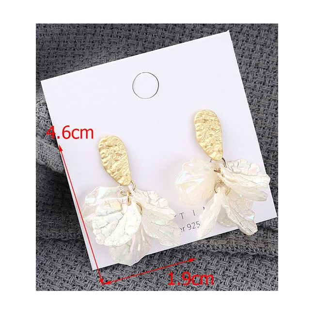 LRC Anting Tusuk Fashion Gold Plated Gold Small Lotus Leaf S925 Silver Needle EarringsY62836