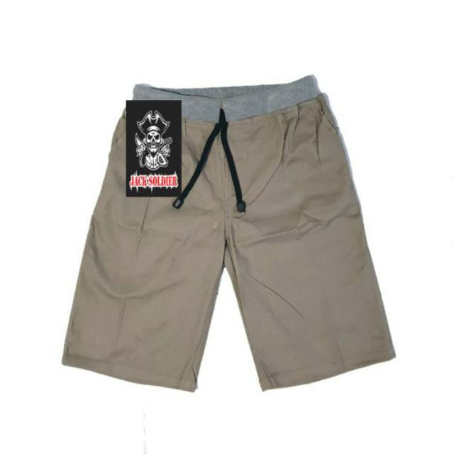 [BIG SIZE] Celana Chino Pendek Pria mick pinggang karet rip katun twill krem coklat surfing santaI