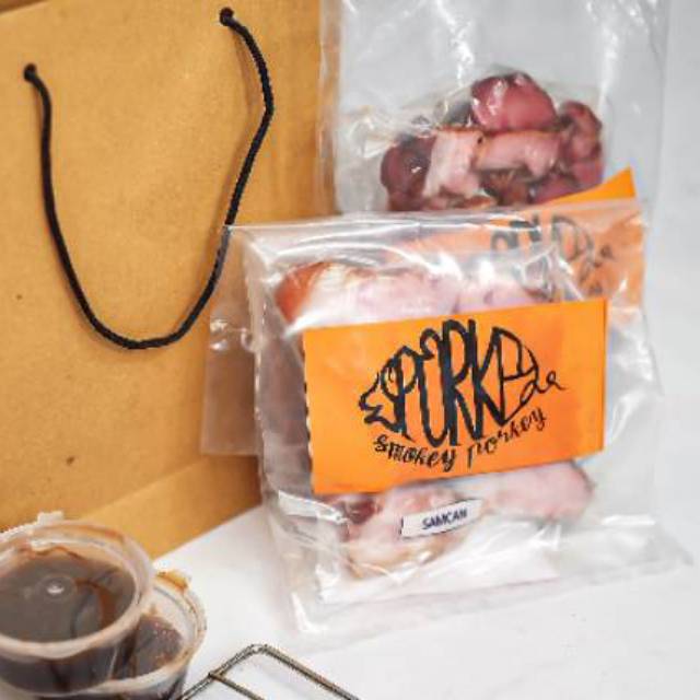 

100 gram Sporkey : Smokey Porkey ( Smoked Pork - Babi Asap - Non Halal Food )