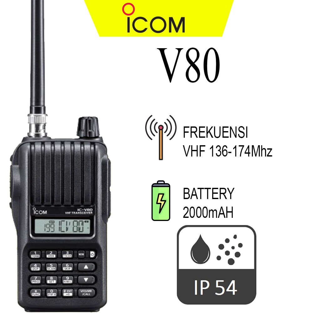 HT Walky Talk Icom v80 / ICV80 / IC-V80 V 80 V80E ICOMV80 Lithium VHF ORIGINAL bukan 888s, Uv5r
