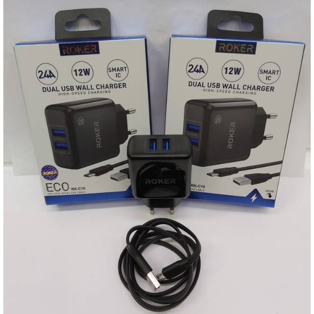 Charger Roker 2.4A ECO RK-C10 Dual Usb Wall Charger