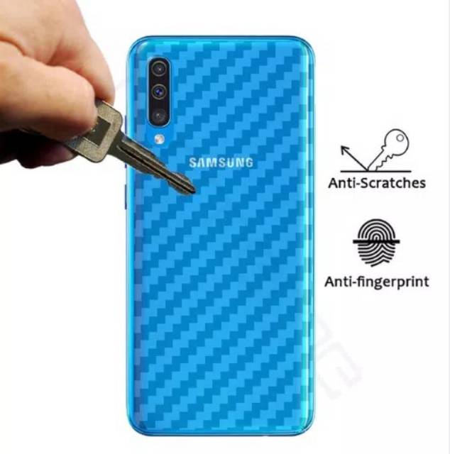 carbon fiber Samsung A50 2019 back screen guard anti gores BELAKANG