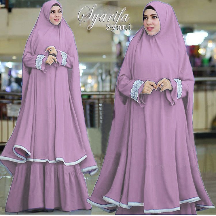 [Syarifa dusty purple GZ] gamis wanita bubblepop dusty purple