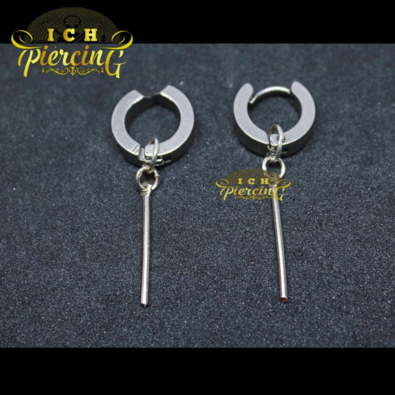 anting tindik dan jepit model batang 1 silver / anting tindik dan jepit titanium silver / ICH PIERCING