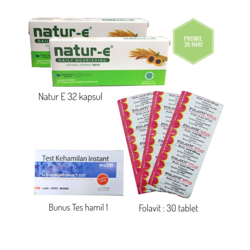 Promil 30 hari natur E / NATUR E 2 BOX + FOLAVIT 3 + TES HAMIL STERIL 1