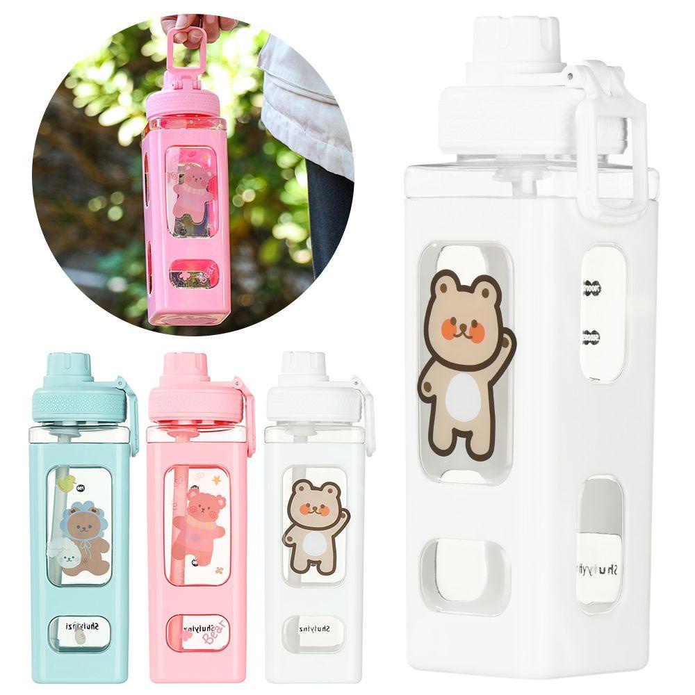 Suyo Botol Minum 700ML Motif Kartun Beruang 3D Dengan Sedotan Untuk Sekolah / Travel / Outdoor