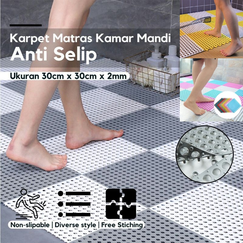 PROMO Paket 10pcs Karpet Kamar Mandi Anti Licin 30x30CM Keset Lantai Anti Slip Polkadot Dapur Mat Non-Slip DD-1 TERMURAH Sutera99