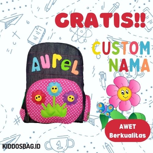 TAS KARAKTER ANAK SEKOLAH PAUD TK SD BOCIL PEREMPUAN LAKI-LAKI TAS CEWEK COWOK CUSTOM NAMA DAN WARNA