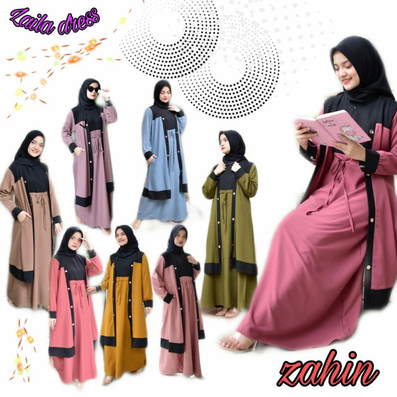 gamis laila zahin premium/set cardigan Original