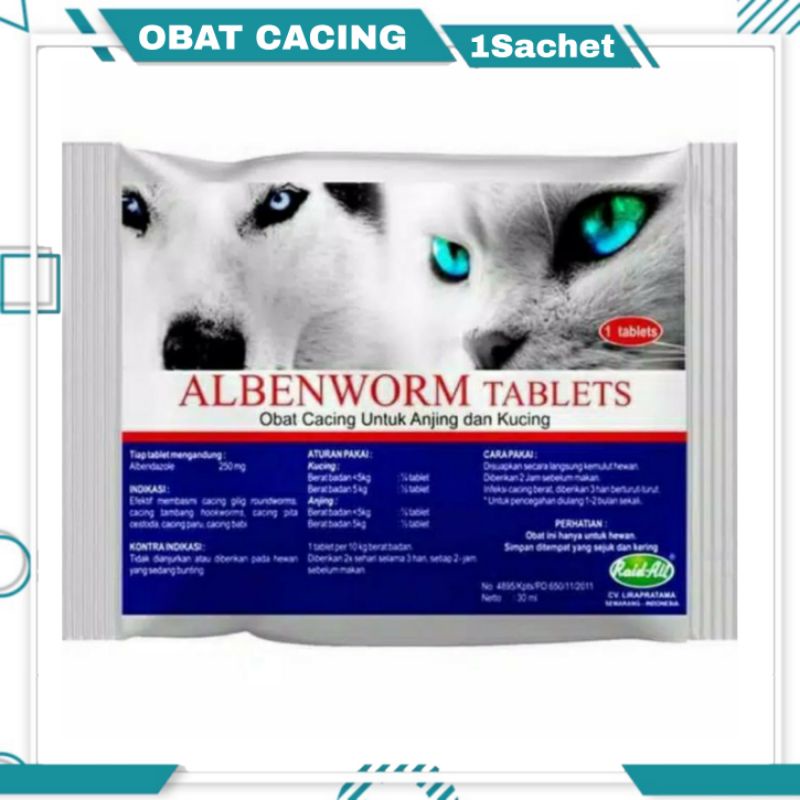 ALBENWORM CAT &amp; DOG TABLET / raid all / obat Cacing kucing anjing / hewan / pet / obat kucing