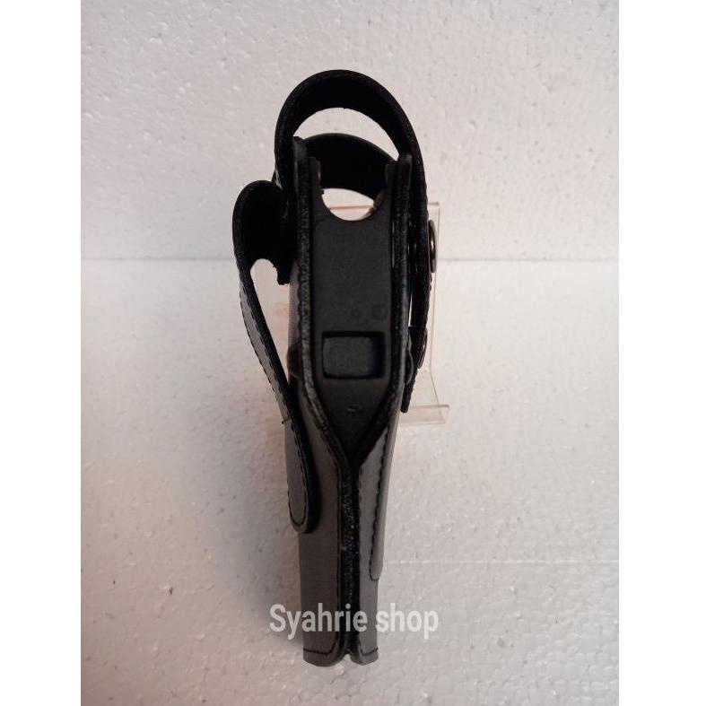 [PRODUK I6LPH] Holster sarung pistol pinggang revolver kulit asli hitam S00