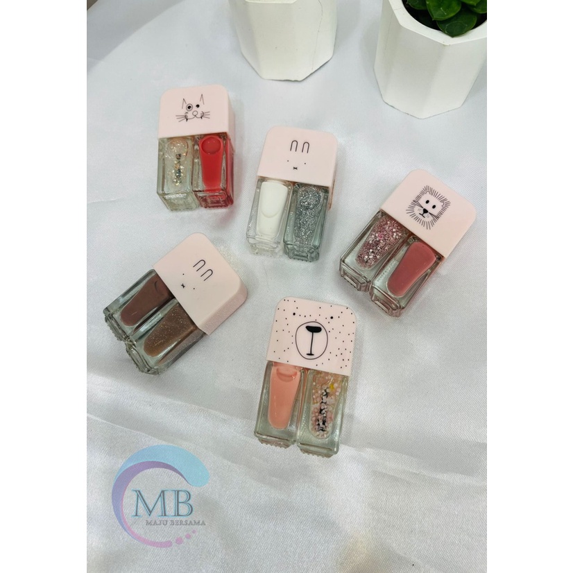 2IN1 kutek cat kuku Korea Lucu 2 Warna Gel Nail polish MB2969