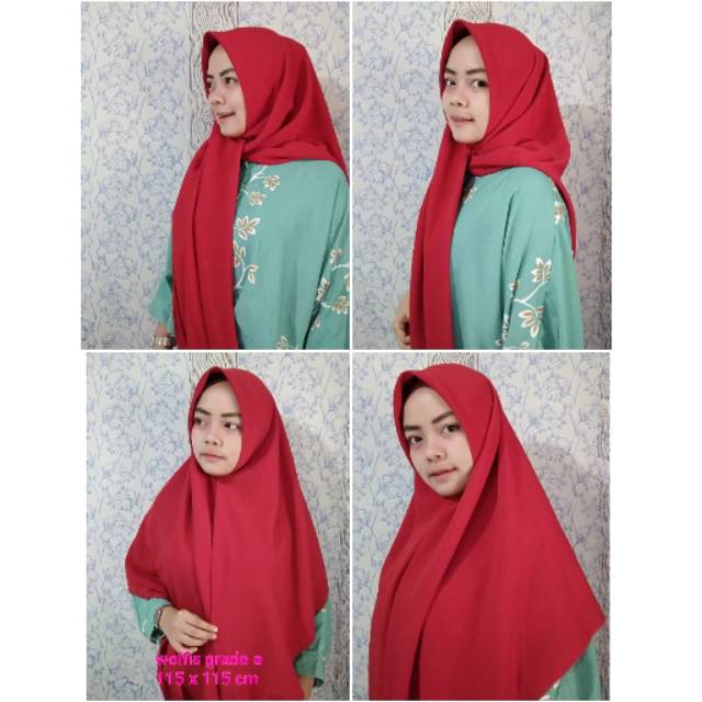 hijab wolfis merah cabe / wolpeach merah cabe / wolfis merah cabe murah / 115 x 115 cm