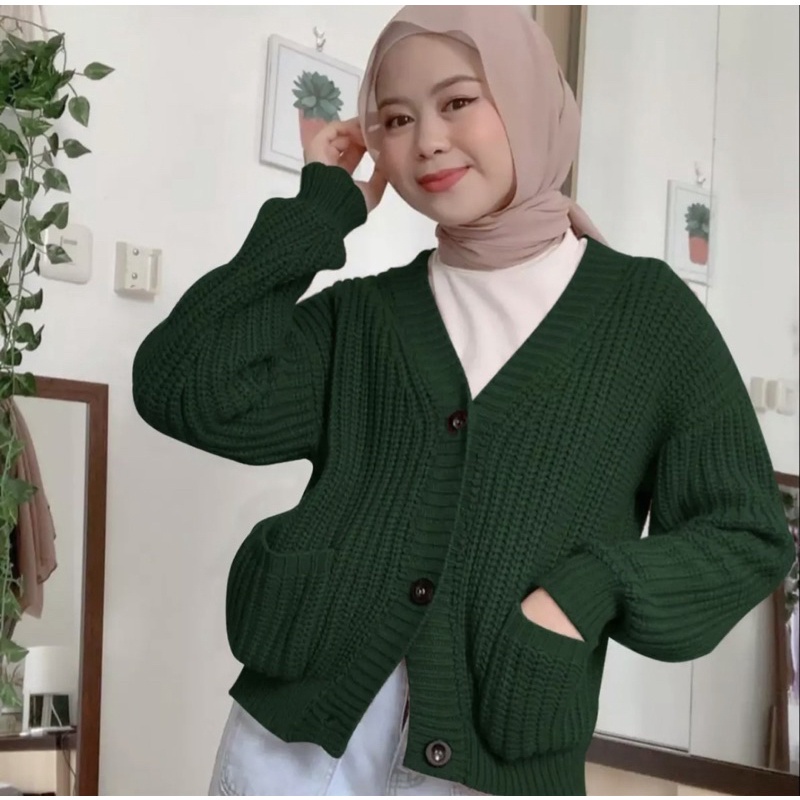 CARDIGAN WANITA SHERLI LENGAN BALON PANJANG
