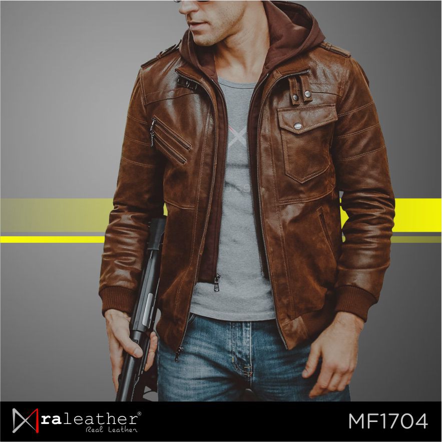Jaket Kulit Pria 100%  Kulit Domba Asli  Garut, RA Leather Original - MF1704