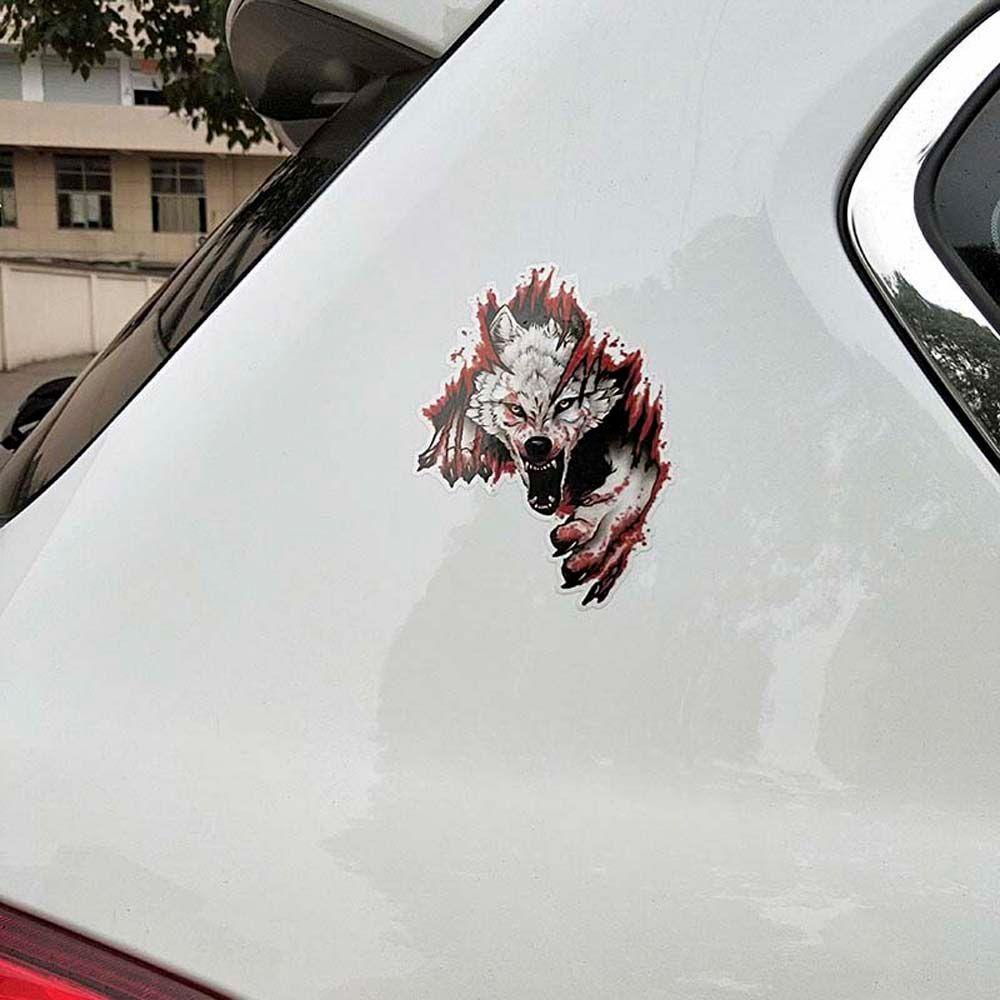 LANFY Stiker Mobil Kepala Serigala Kreatif Keren Aksesoris Styling Mobil Stiker Hias Pintu Mobil Scratch blocking Car Body Decoration