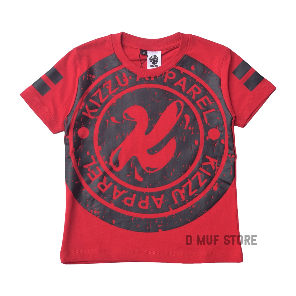 Kizzu Kaos Anak Premium Cotton 30s Usia 1-12 Tahun Circle Merah- dmufstore