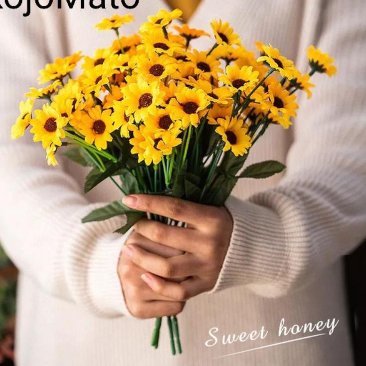 Grosir Buket Bunga Matahari Artificial Sunflower bunga hias plastik dekorasi rumah kamar pesta babys