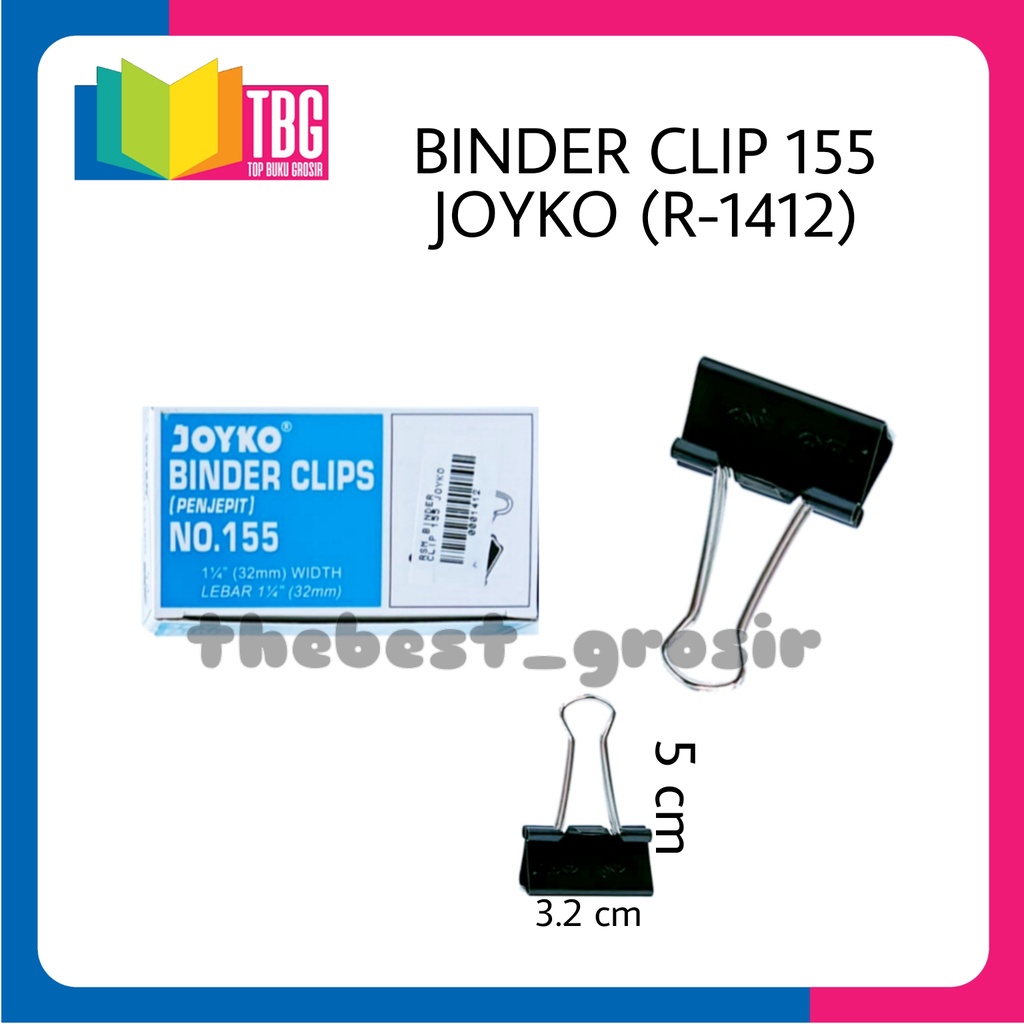 

1 KOTAK KECIL (12 PCS) BINDER CLIP 155 32MM JOYKO / PENJEPIT KERTAS/ KLIP KERTAS / KLIP BINDER(R-1412)