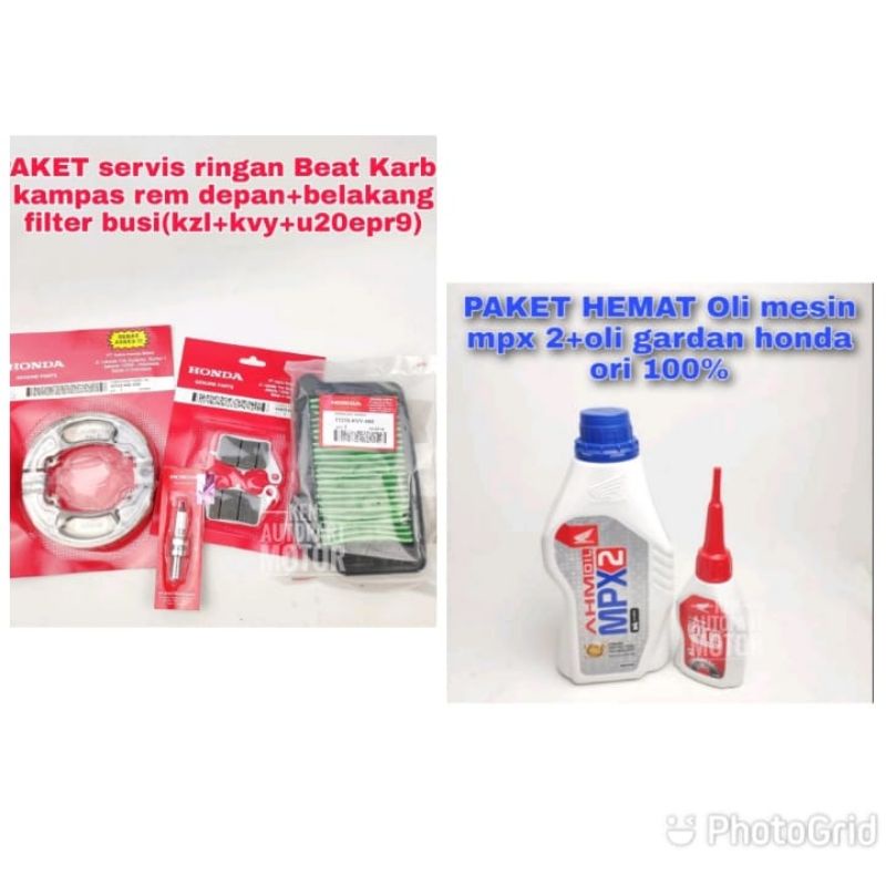 PAKET SERVIS LENGKAP BEAT SCOOPY  KARBU KAMPAS+FILTER +BUSI+OLI MESIN+OLI GEAR KVB