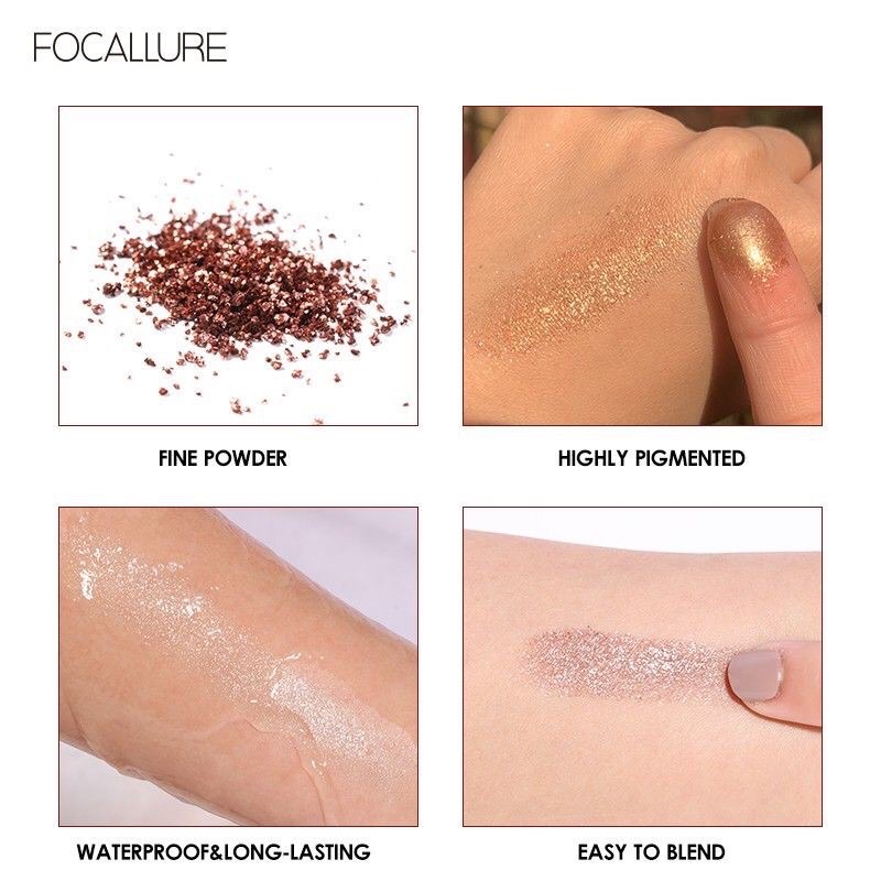 Focallure Glitter Eyeshadow Tabur Loose Powder High Pigmented 8 Color FA37 Efek Intens - 05 Fuchsia