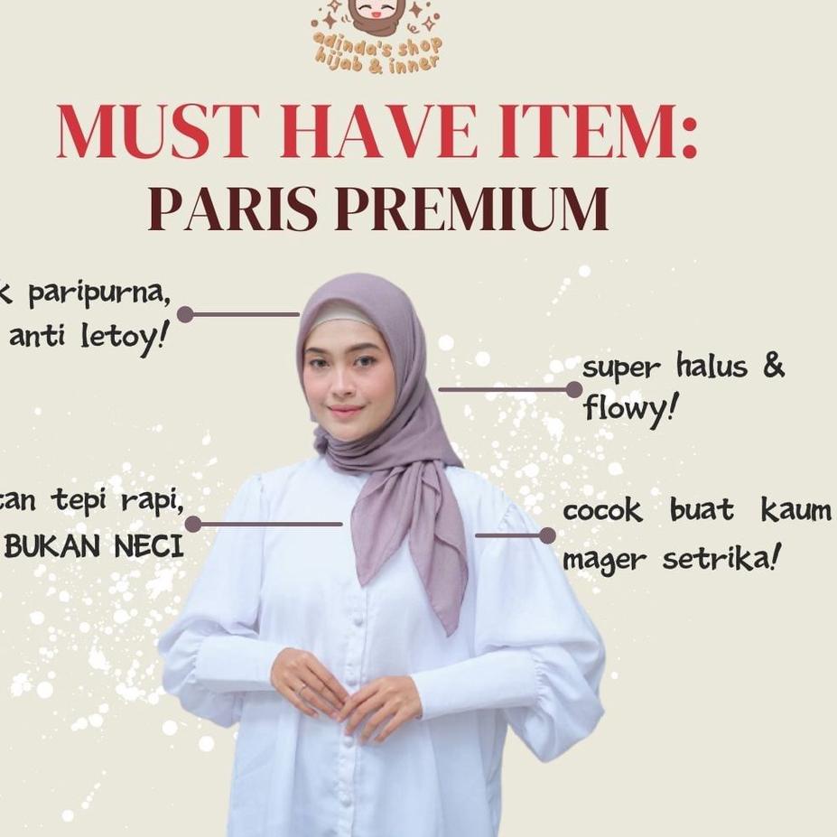♘ kerudung jilbab segi empat bahan PARIS VOAL PREMIUM anti letoy bisa untuk sekolah warna lavender /