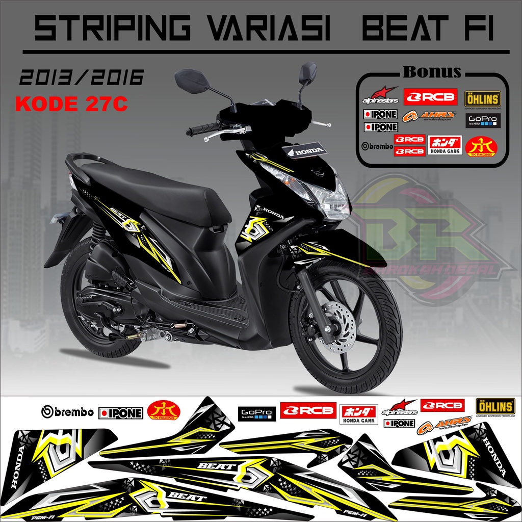 Striping Beat Fi 2013-2016 Stiker Lis Motor Beat Variasi kode 27