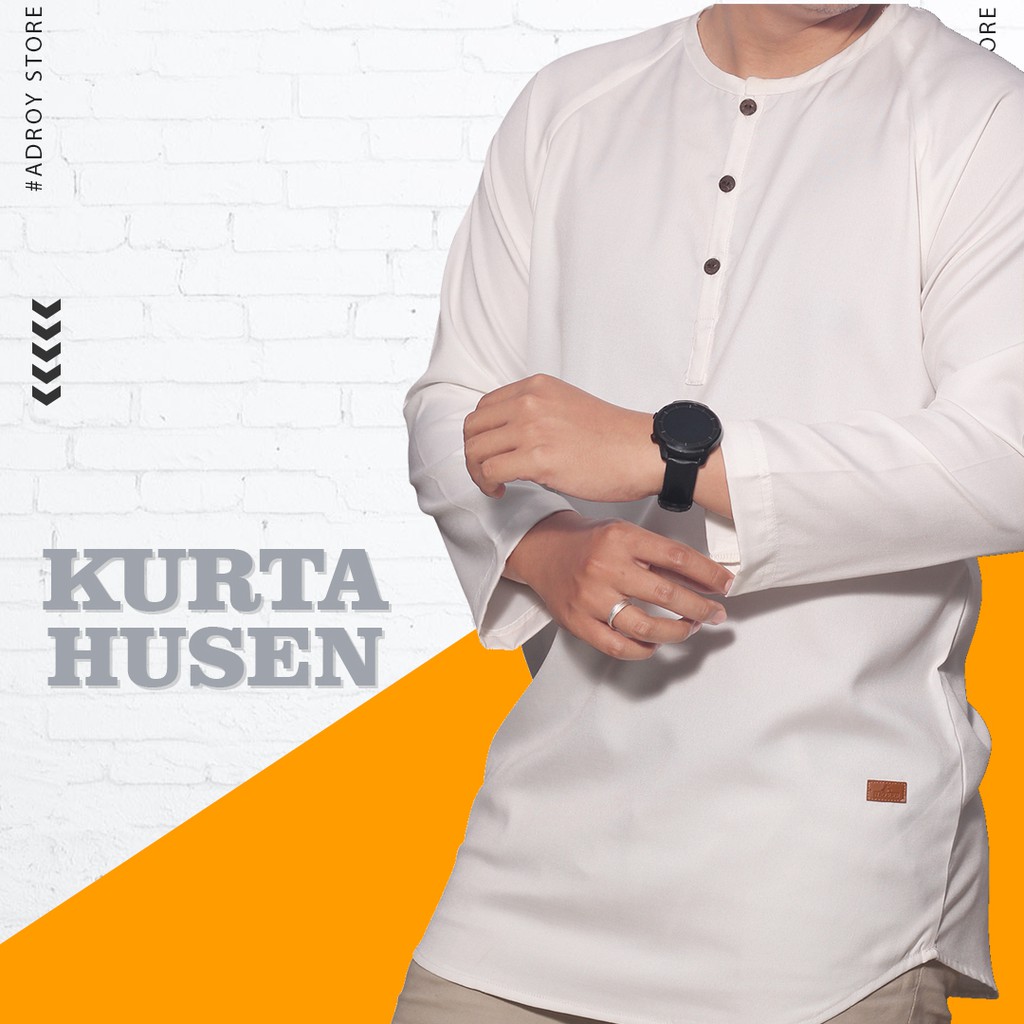 Koko Kurta Pria Dewasa Premium Al Mia BHS Dakwah Putih Lengan 3/4 Panjang Ukuran Jumbo Terbaru A23
