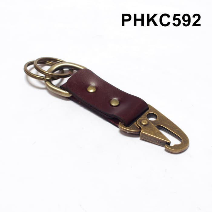 gantungan kunci kulit asli snaphook leather keychain coklat PHKC592