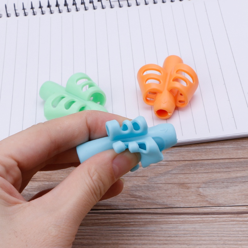 Mary 3Pcs/Pack Silicone Pencil Grips Silicone Pen Aid Grip Alat Koreksi Postur