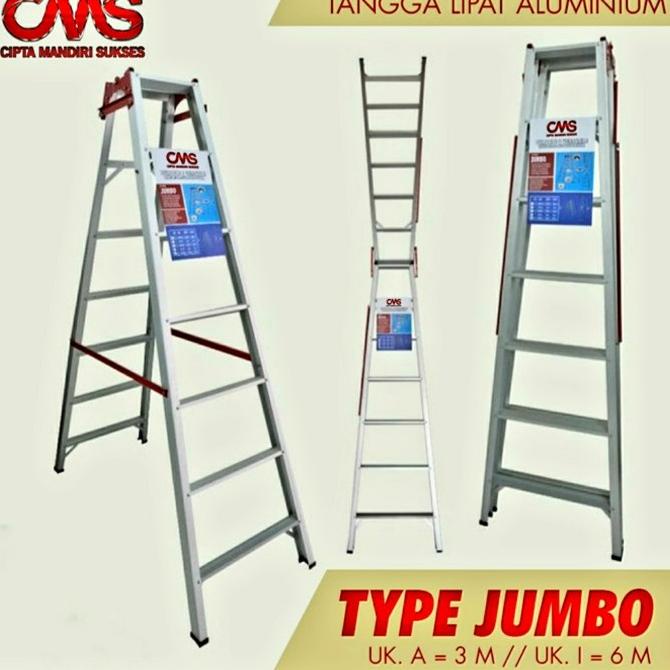 Tangga Lipat Aluminium 3 Meter Jumbo Tebal & Anti Karat - JM300