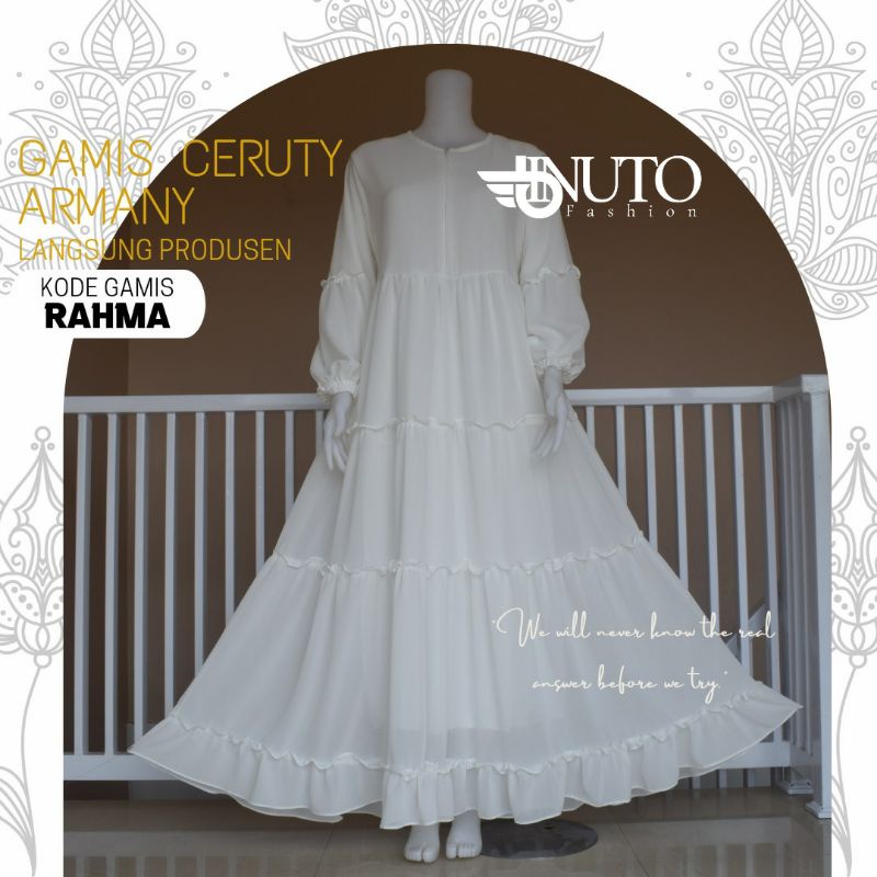 GAMIS PUTIH BW GAMIS CERUTY BABYDOLL POLOS PREMIUM | Gamis Ceruti babydoll premium | Gamis Bahan Cer
