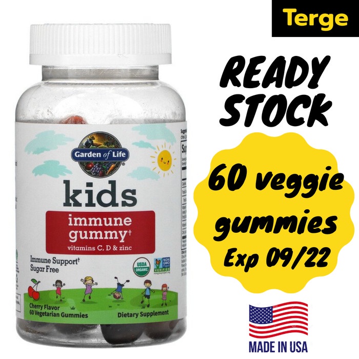 Garden Of Life Kids Immune Gummy Vitamin Anak C D Zinc 60 Veg Gummies Vit Anak -