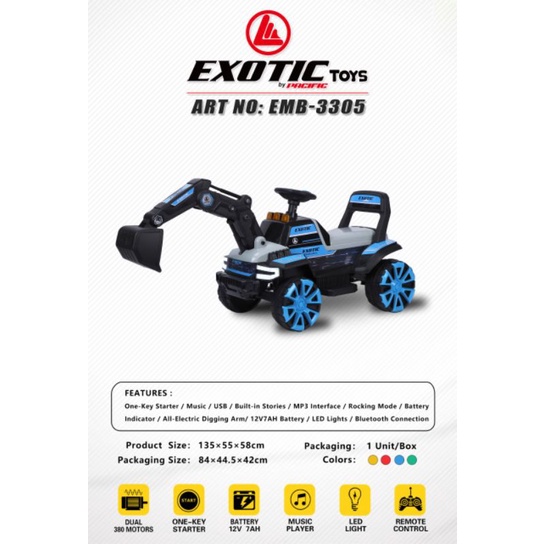 Mainan mobil aki anak exotic EMB 3305 / EMB3305 Model excavator