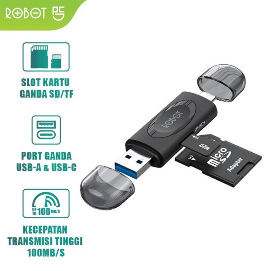 Card Reader CR302 2 in 1 USB 3.0 to Type C OTG Black