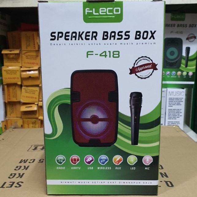 Speaker Fleco F-418 Bluetooth Free Microphone MP3 FM USB