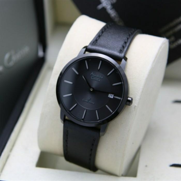 JAM TANGAN WANITA ALEXANDER CHRISTIE AC 8653 CEWEK FULL BLACK KULIT