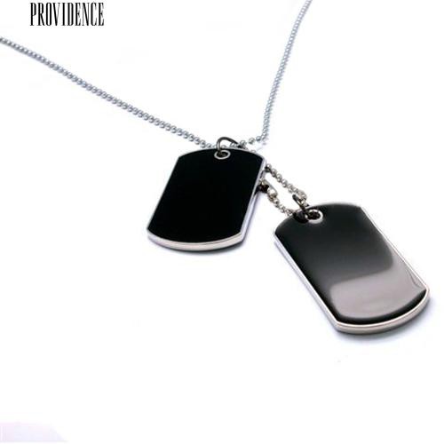 [Bayar Di Tempat]  Pria Keren Ganda Alloy Plain Dog Tag Pendant Charm Bola Rantai Kalung Perhiasan