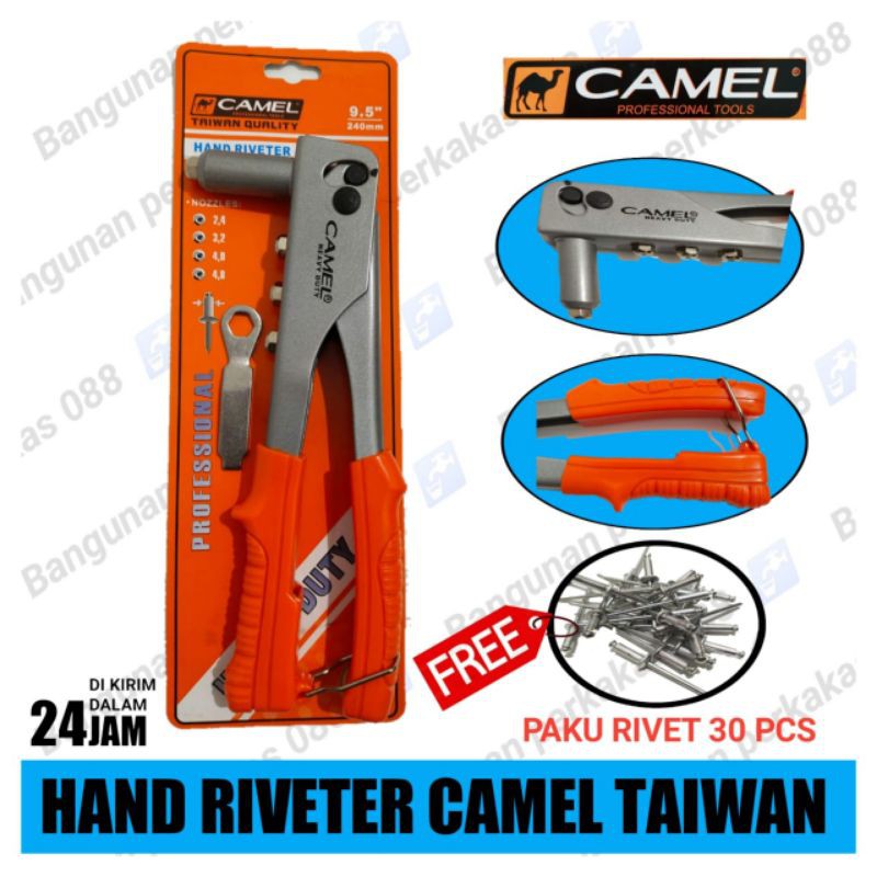 TANG RIVET CAMEL TAIWAN HAND RIVETER 2.4mm-4.8mm-BONUS PAKU TEMBAK 30pcs