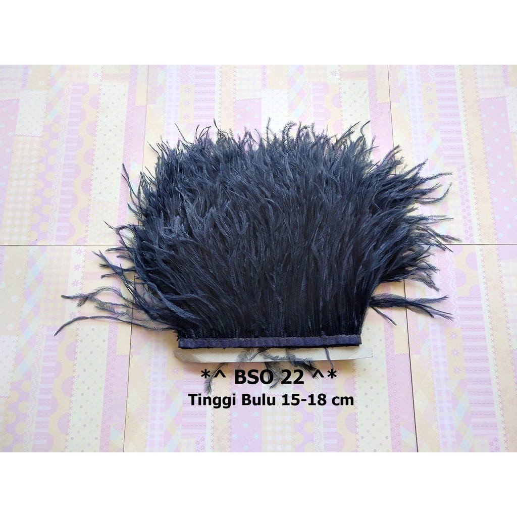 [1 METER] BULU OSTRICH TINGGI 15-18CM, RENDA BULU SINGLE OSTRICH BSO 22