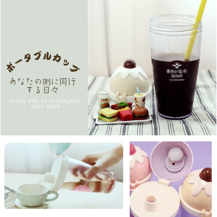 Botol Minum Ice Cream / Gelas Cup Es krim 520 ml Unik Lucu Mengemaskan - coklat