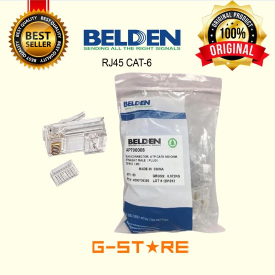 KONEKTOR BELDEN RJ45 CAT6 ORIGINAL Belden Konnector RJ45 Cat 6 Cat 6e Cat6 Cat6e Konektor RJ45 CAT6 