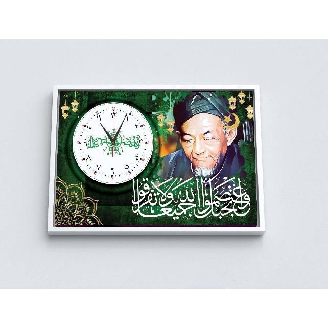 Hiasan dinding / Jam custom Ulama KH HASYIM ASHARI / Photobox / photo custom/  Pictbox Custom Ulama 