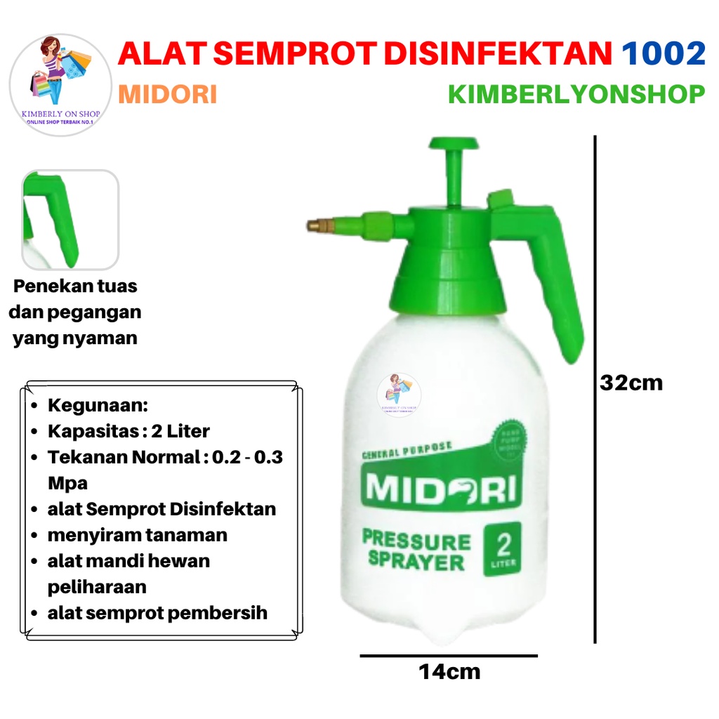 Alat Semprot Disinfektan Tanaman Bertekanan Midori 2 Liter 1002 MDR 02