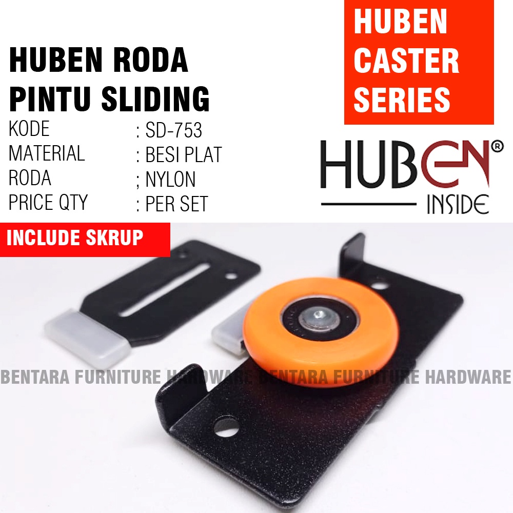 Huben SD-753 ORANYE Adjuster Sliding Door (Roda Pintu Geser) ORANGE