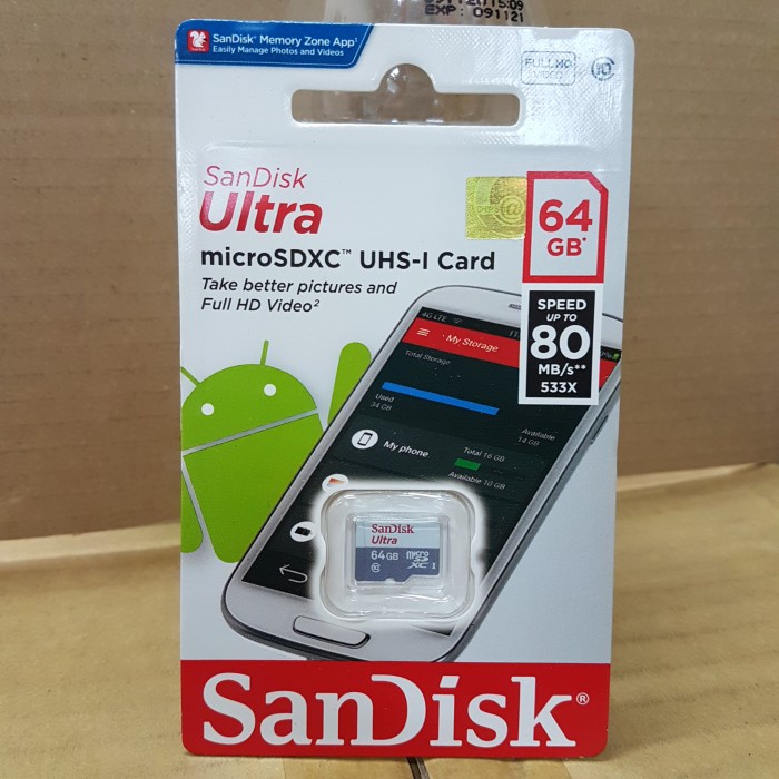 Sandisk Ultra MicroSD 64GB 80MB/s No Adapter ORIGINAL