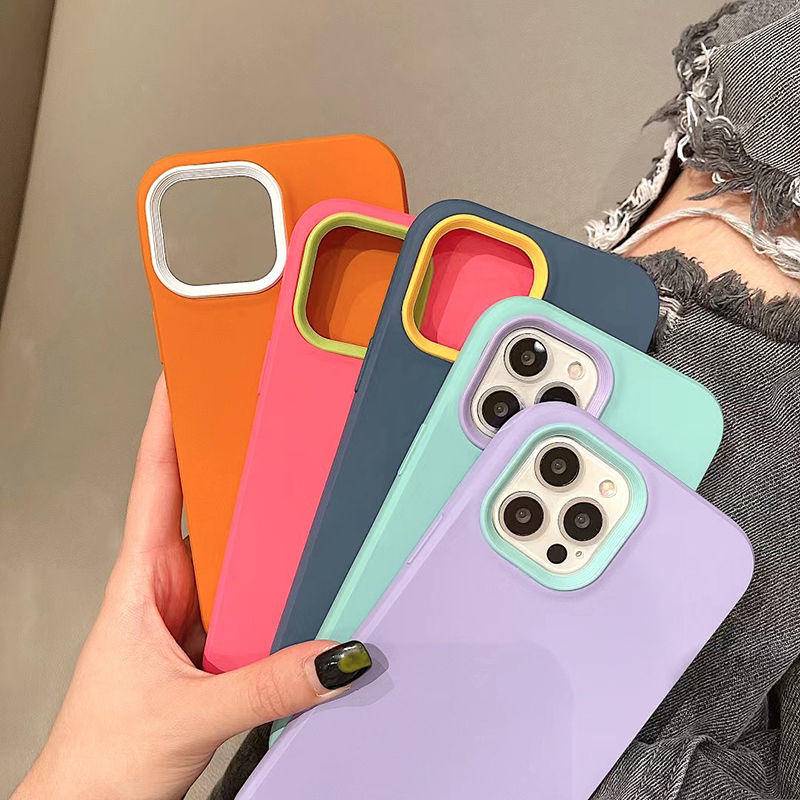 3 in 1 Soft Case Silikon Warna Permen Untuk iPhone 13 12 11 Pro Max